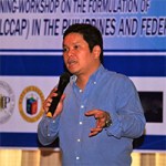 UP RI Executive Director Alfredo Mahar Lagmay speaks to Mayors, Municipal Planners, and Disaster Risk Reduction Officers during the National Rollout and Training-Workshop on the Formulation of the Local Climate Change Action Plan (LCCAP). (Photo courtesy of the UP Resilience Institute.)