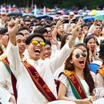 Candidates for graduation cheer their college's top academic honorees. (Photo by Misael Bacani, UP MPRO)