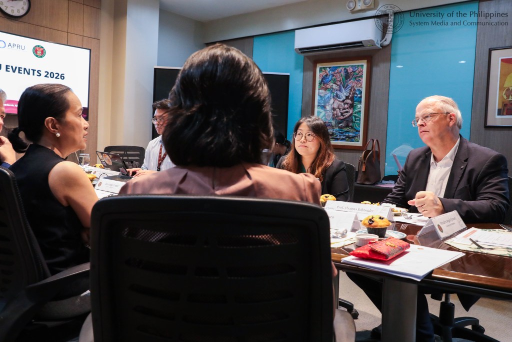 UP AVP for Academic Affairs and Office of International Linkages Director Dolores Cecilia Madrid (leftmost) presents possible venues for the APRU 2026 Indigenous Knowledges Workshop. Photo by Jonathan Madrid, UPS-MCO.