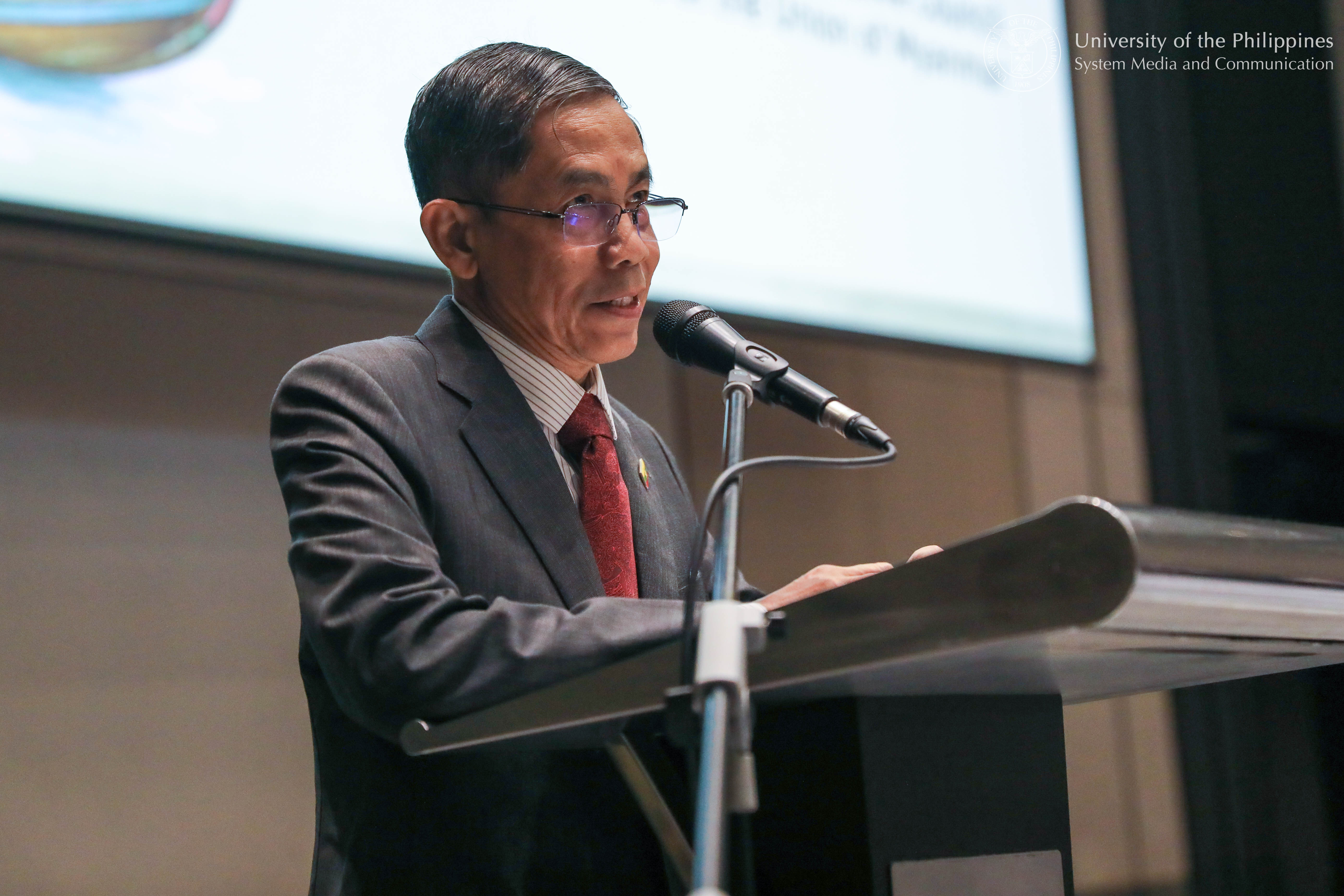 Councilor U Ko Ko Hlaing of the Republic of the Union of Myanmar Union Consultative Council delivers his congratulatory address.
Photo by Jun Madrid, UPS-MCO.